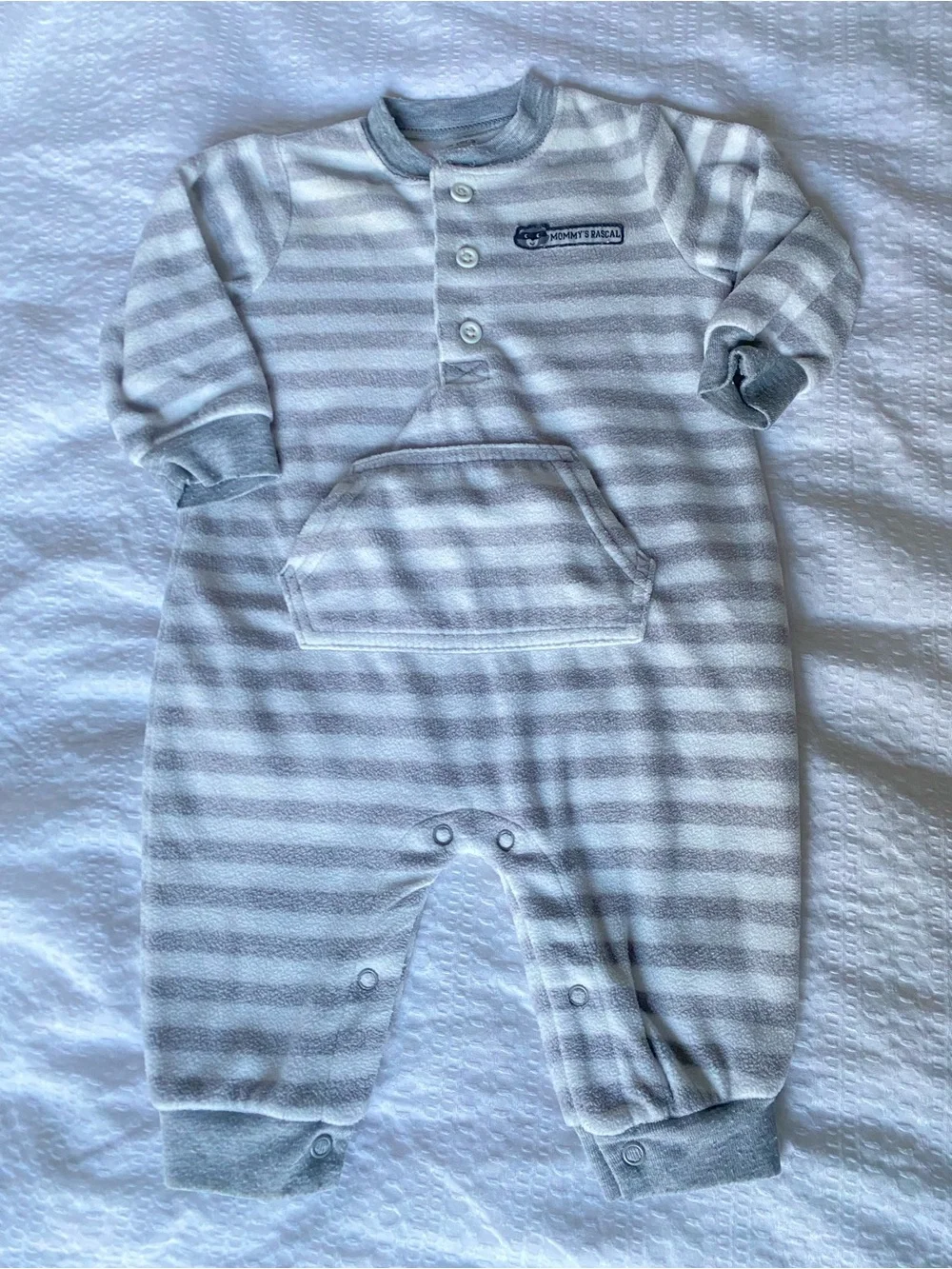 Carter's Gray & White Striped Infant One-Piece Footie